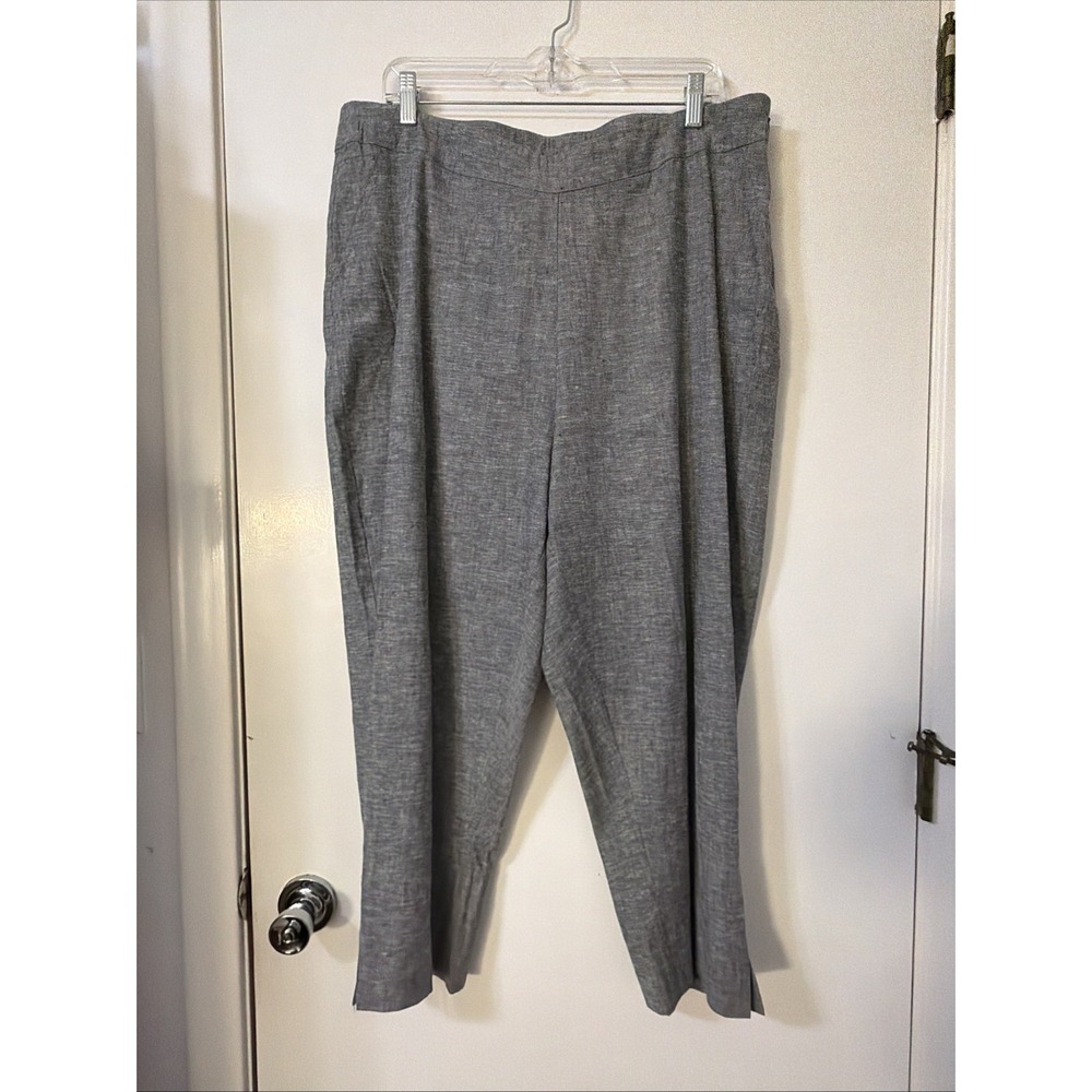 Habitat Clothes To Live In Sz XL Linen Blend Cropped Pants Relaxed Fit Gray